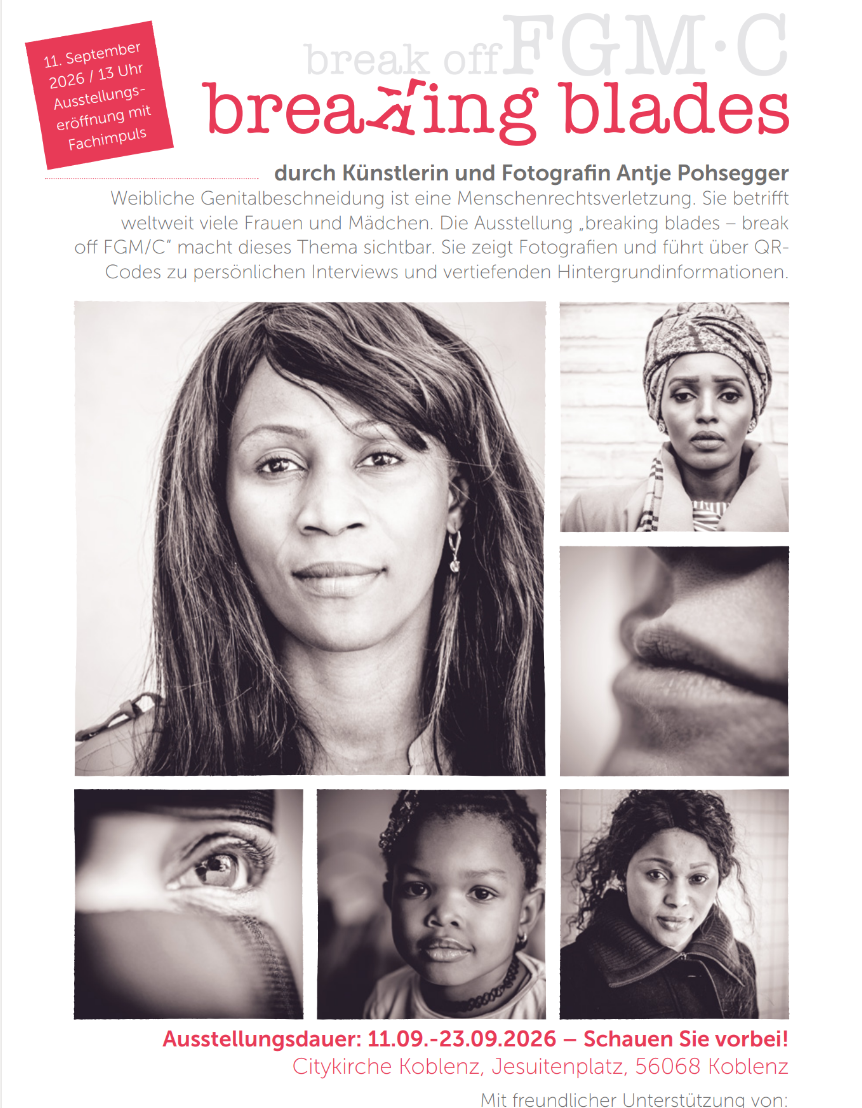Plakat Einladung zur Ausstellung Breaking blades vom 11.09.-23.09.2026 In die Citykirche Koblenz, Jeuitenplatz